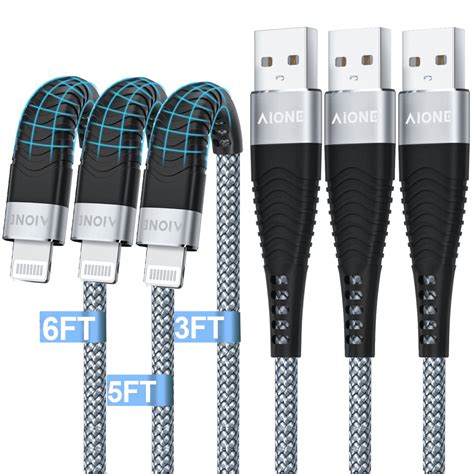 iPhone Charger Cord, [MFi Certified] 3Pack 3FT 5FT 6FT USB Lightning ...