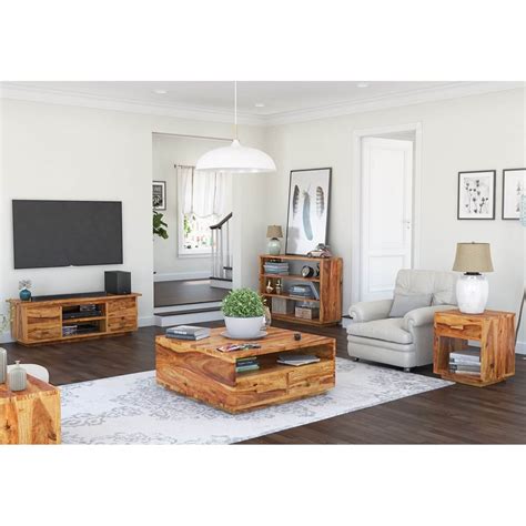 Delaware Rustic Solid Wood 5 Piece Living Room Set