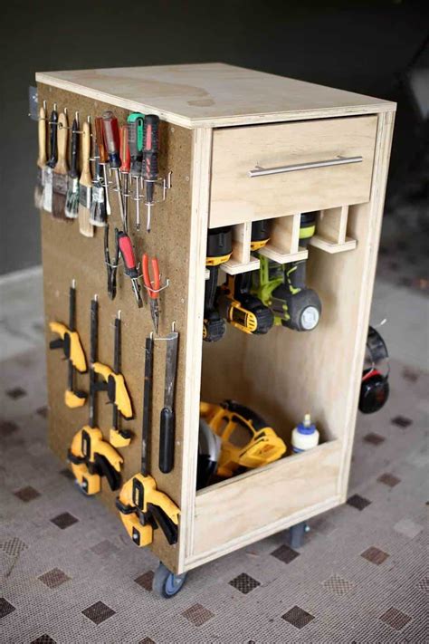 How to Build a DIY Mobile Tool Cart with Pegboard - TheDIYPlan | Tool ...