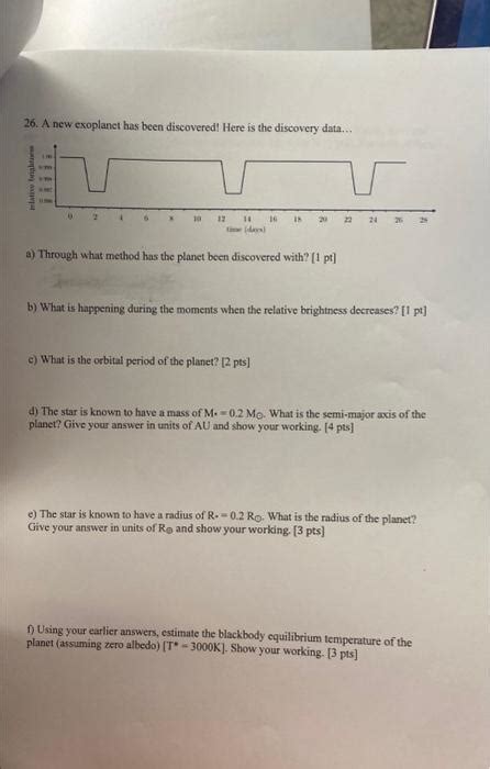 26. A new exoplanet has been discovered! Here is the | Chegg.com