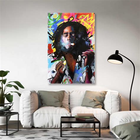 Bob Marley Street Art Graffiti Legendary Singer Roll Up Canv - Inspire ...