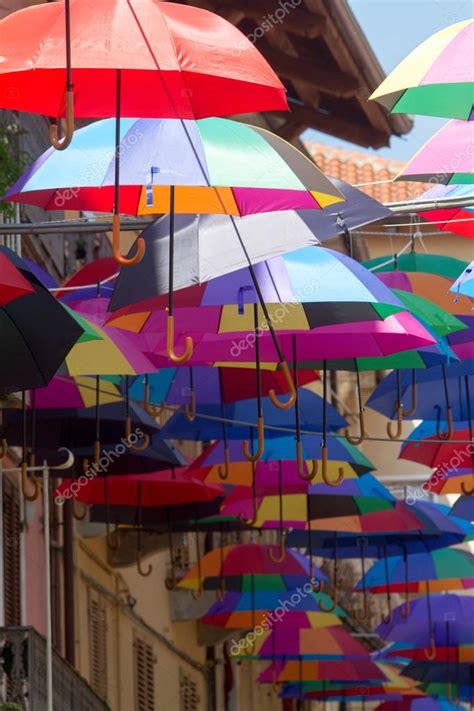 Umbrella art installation, colours in the sky. — Stock Photo © maforche ...