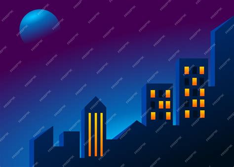 Premium Vector | Beautiful Aesthetic Night City Wallpaper or Background