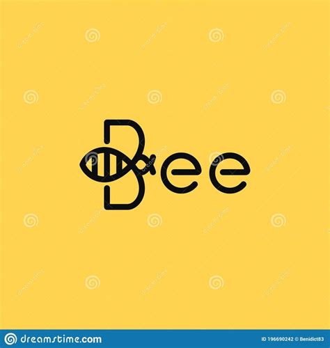 Bee Linear Logo. Bee on Yellow Background Stock Vector - Illustration ...