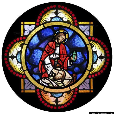 "Anointing the Sick" Religious Stained Glass Window