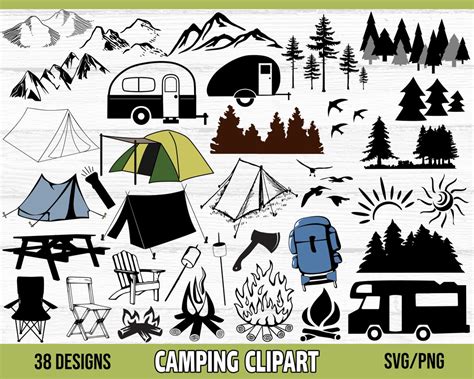 Camping Clipart SVG Bundle, Camping Icons SVG, Camping Svg, Camping ...