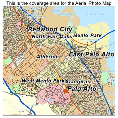 Aerial Photography Map of Menlo Park, CA California