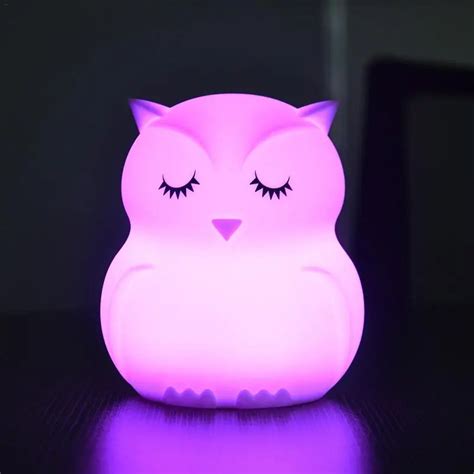 Creative Owl LED Night Light Colorful Silicone Bedside Night Lamp for ...