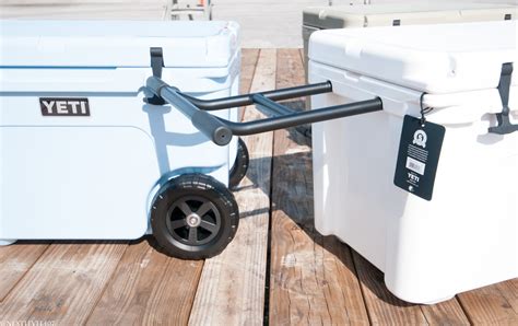 Yeti Coolers with Wheels and Handle Available Now in White, Blue and Tan!