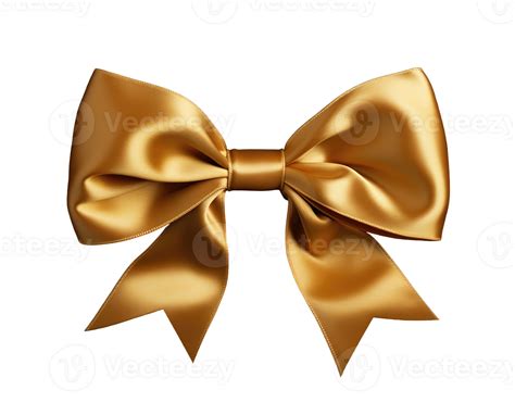 Gold ribbon bow isolated on transparent background. PNG file, cut out ...