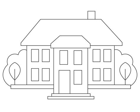 Easy Simple house Coloring page. modern House line art design. line art ...