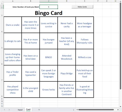 Bingo Card Generator Using Microsoft Excel and Word - PADT