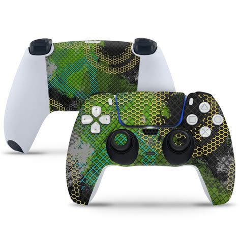 PlayStation 5 Controller Skin - Yellow Green Honeycomb Design – SkinsLegend