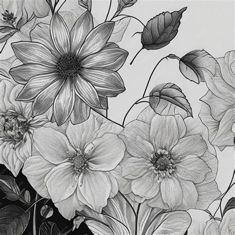 Premium AI Image | Black and white sketch flower