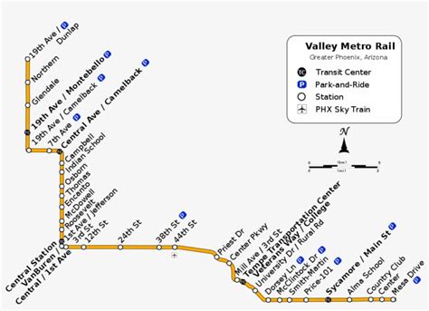 The Valley Metro Light Rail System Map Showing All - Phoenix Light Rail ...