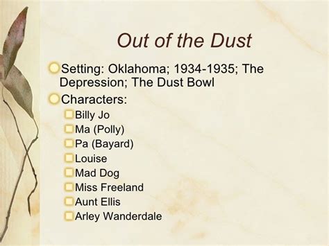 Out Of The Dust