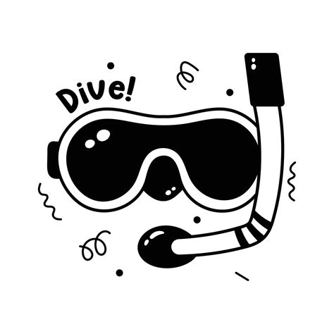 Download this premium hand drawn vector of scuba mask in modern style ...