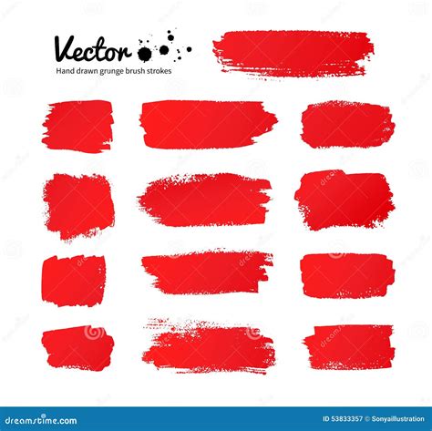 Red paint brush strokes stock vector. Illustration of background - 53833357