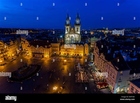 Prague Old Town Square at night Stock Photo - Alamy