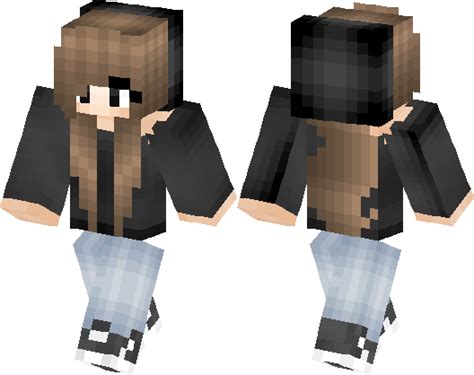 Cute Light Brown Hair Girl Wearing Black | Minecraft Skin | Minecraft Hub