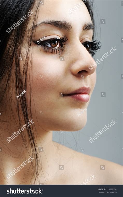 Beautiful Brunette Girl Face Profile Stock Photo 115597354 : Shutterstock