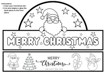 Christmas hat coloring activity by Kindergarten of happiness | TpT