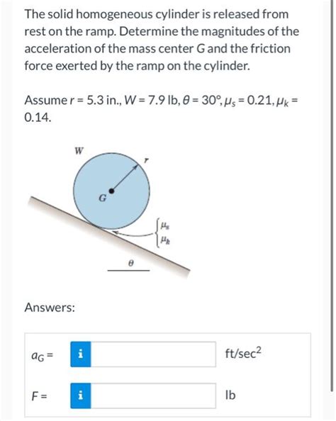 Solved The solid homogeneous cylinder is released from rest | Chegg.com