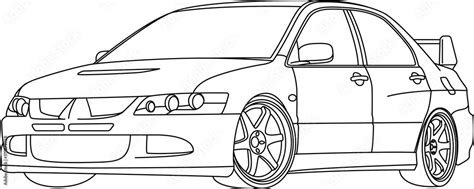 Car sketch. Vector illustration in black and white. Coloring paper ...