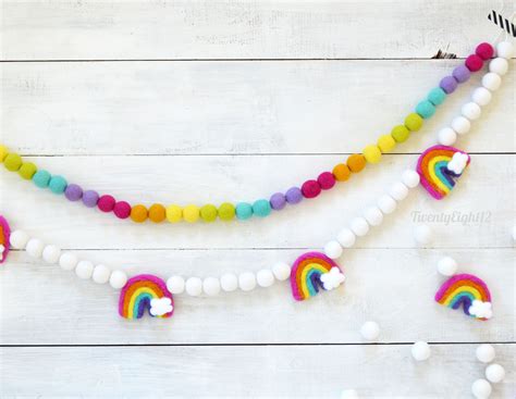 Felt Ball Garland Rainbow Felt Garland Rainbow Birthday | Etsy