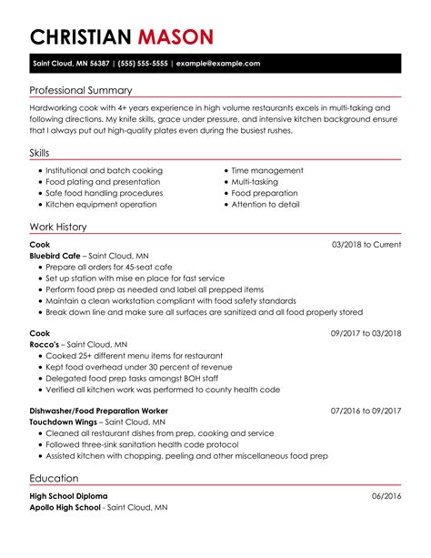 Resume For Chef Cook - thyagoox