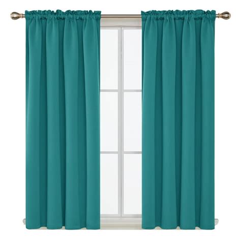 Deconovo Teal Blackout Curtains 2 Panels Sun Blocking Curtains Blackout ...