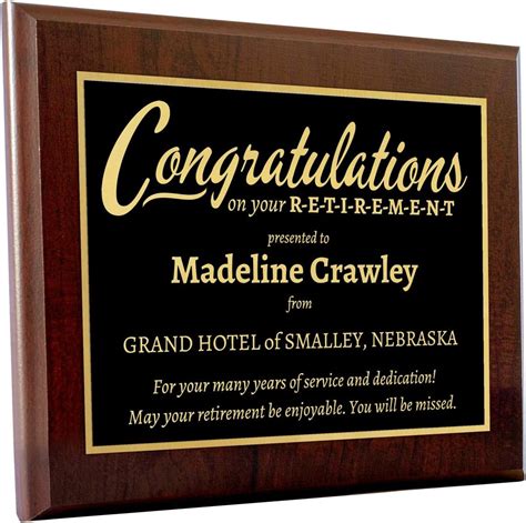 Amazon.com: Personalized 8 x 10" Retirement Plaque - Offered in a ...