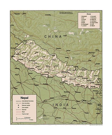 Detailed political and administrative map of Nepal with relief, roads ...