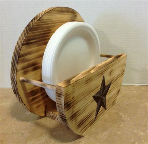 Paper Plate Holder, Wooden Plate Holder, Rustic Decor, Primitive Decor ...