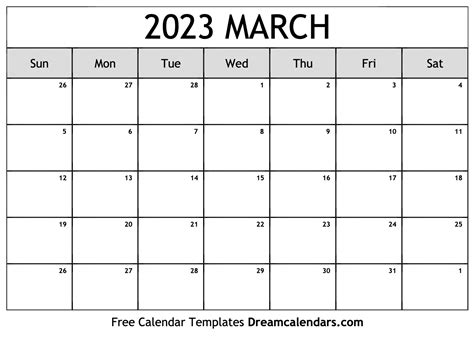 March 2023 Calendar - Free Printable with Holidays and Observances