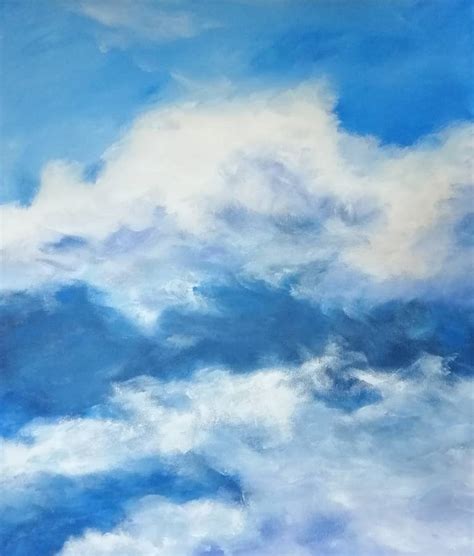 Blue Sky With Clouds Painting by Roberto Bray-Descalzo | Saatchi Art