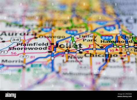 Joliet Illinois Shown on a Geography map or road map Stock Photo - Alamy