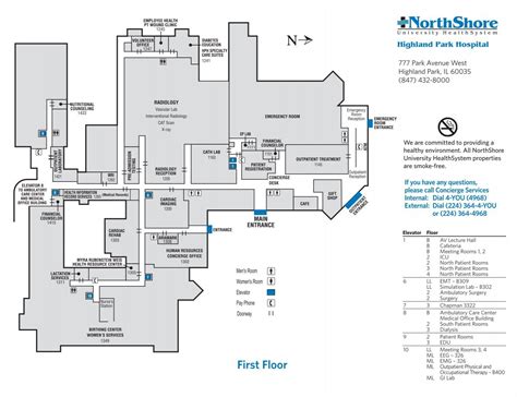 Highland Park Hospital Floor Plan Map - NorthShore