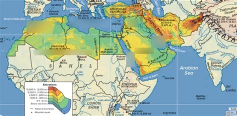 Middle East and North Africa Physical Map Diagram | Quizlet