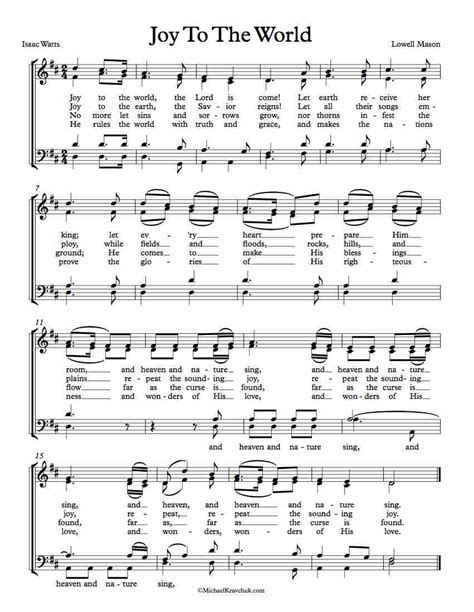 Free Choir Sheet Music – Joy To The World – Michael Kravchuk