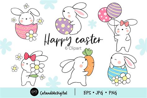 Cute Bunny Easter Clipart. Graphic by CatAndMe · Creative Fabrica