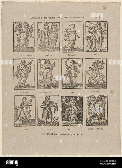 Image of the pagan gods and goddesses. Sheet with 12 performances from ...