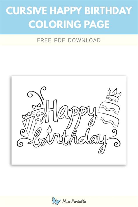 Free printable cursive "Happy Birthday" coloring page. Download it at ...