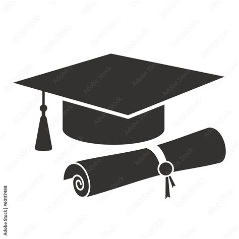 graduation cap and diploma silhouette icon Stock Vector | Adobe Stock