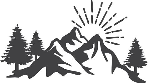 Sun mountain silhouette nature stickers - TenStickers