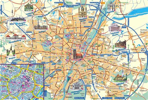 Detailed tourist map of Munich city. Munich detailed tourist map ...