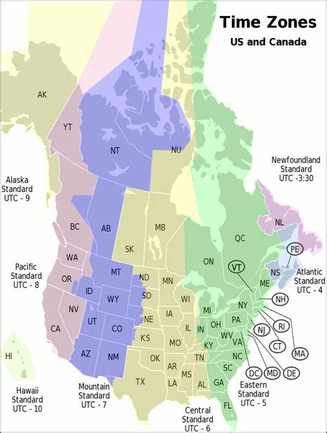 USA Canada time zone map - /time/time_zones/USA_Canada_time_zone_map ...