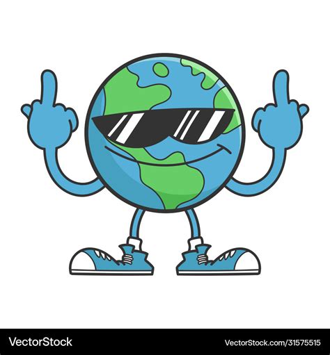 Planet earth cartoon character with sunglasses Vector Image