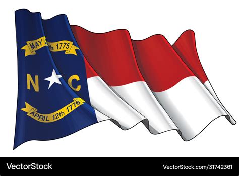 Waving flag state north carolina Royalty Free Vector Image