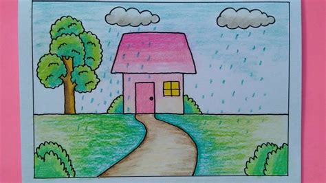 Rainy Day Scene Drawing Easy ~ Drawing Kids Easy Draw Rainy Season Rain ...